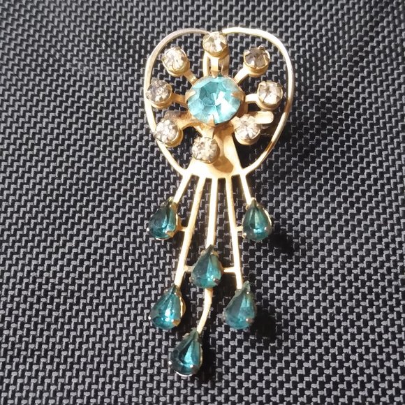 Vintage Blue And Gold Decorative Brooch Pin - Picture 13 of 13
